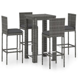 3 Piece Garden Bar Set With Cushions Poly Rattan