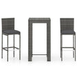 3 Piece Garden Bar Set With Cushions Poly Rattan