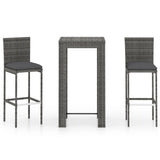 3 Piece Garden Bar Set With Cushions Poly Rattan
