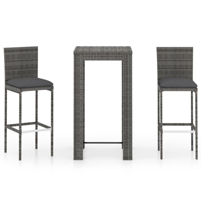 3 Piece Garden Bar Set With Cushions Poly Rattan