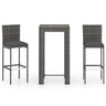 3 Piece Garden Bar Set With Cushions Poly Rattan