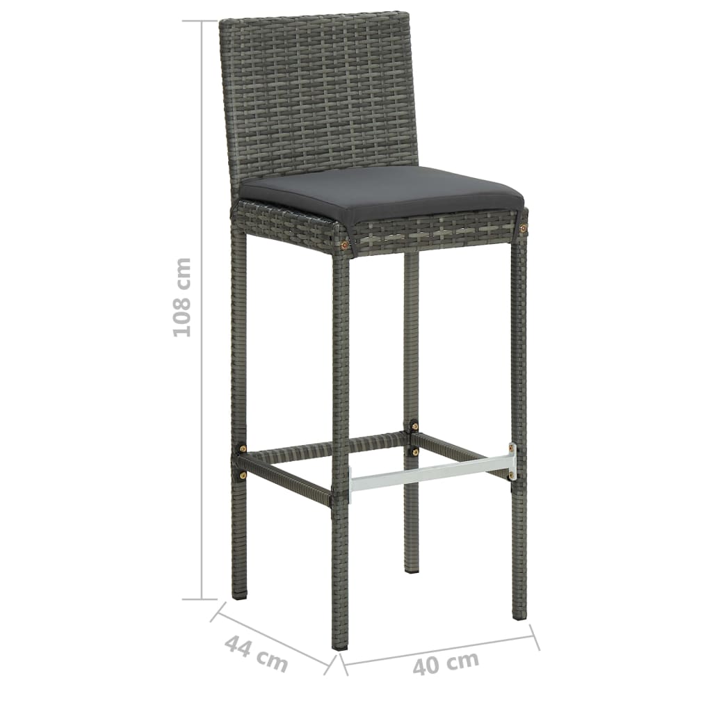 3 Piece Garden Bar Set With Cushions Poly Rattan