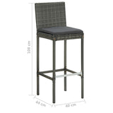 3 Piece Garden Bar Set With Cushions Poly Rattan