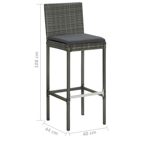 3 Piece Garden Bar Set With Cushions Poly Rattan