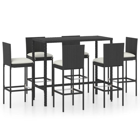 5 Piece Garden Bar Set With Cushions Poly Rattan