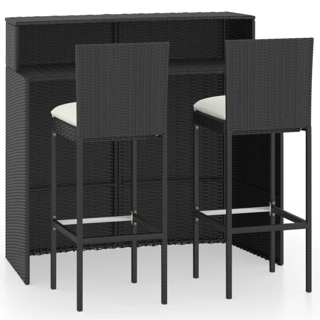 5 Piece Garden Bar Set With Cushions Poly Rattan