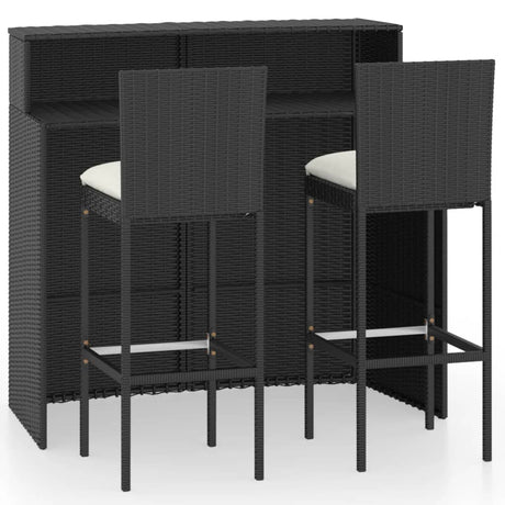 5 Piece Garden Bar Set With Cushions Poly Rattan