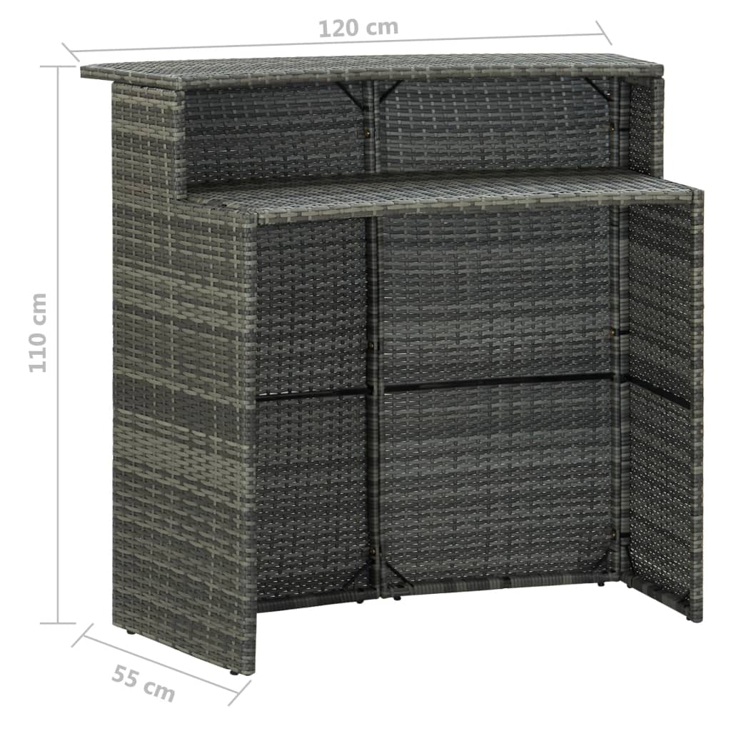 5 Piece Garden Bar Set With Cushions Poly Rattan