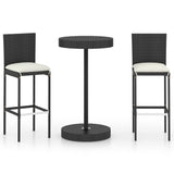 3 Piece Garden Bar Set With Cushions Poly Rattan