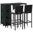 5 Piece Garden Bar Set With Cushions Poly Rattan