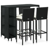 5 Piece Garden Bar Set With Cushions Poly Rattan