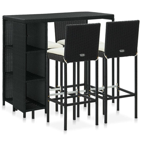 5 Piece Garden Bar Set With Cushions Poly Rattan