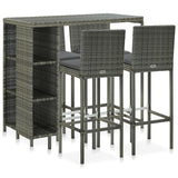 5 Piece Garden Bar Set With Cushions Poly Rattan