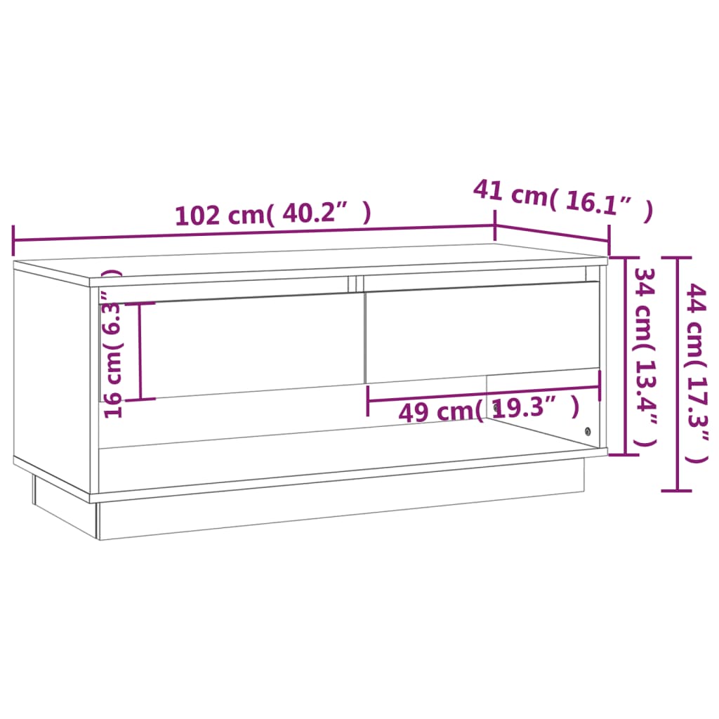 Tv Cabinet 102X41X44 Cm Engineered Wood