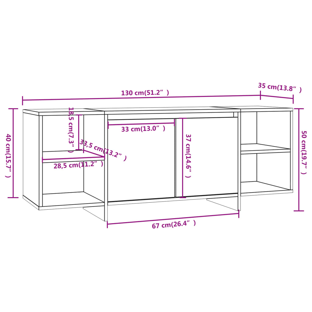 Tv Cabinet 130X35X50 Cm Engineered Wood