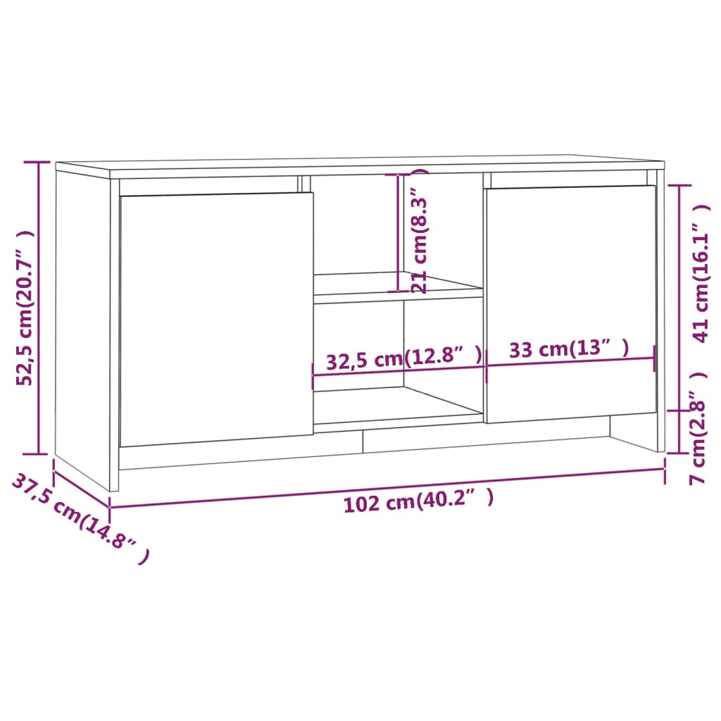 Tv Cabinet 102X37.5X52.5 Cm Engineered Wood