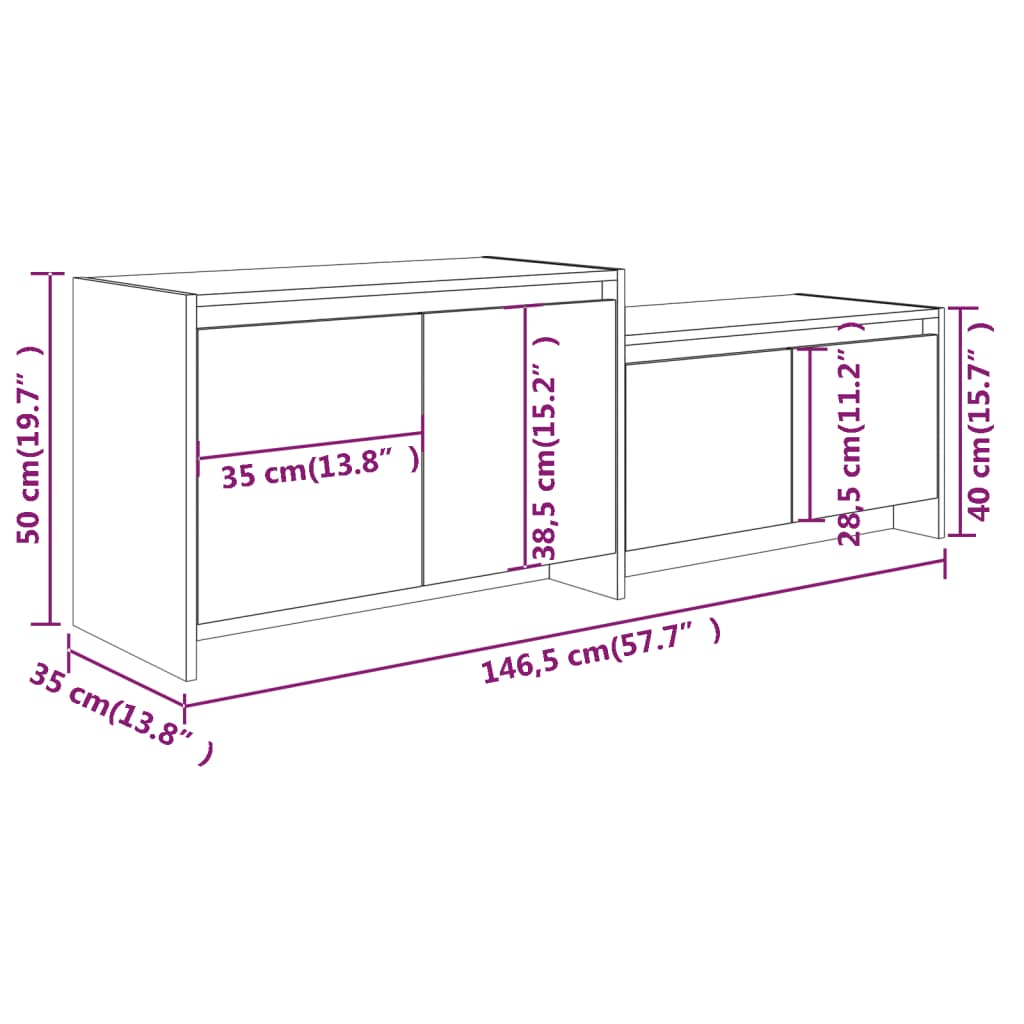 Tv Cabinet 146.5X35X50 Cm Engineered Wood