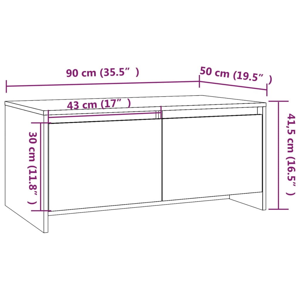 Coffee Table 90X50X41.5 Cm Engineered Wood