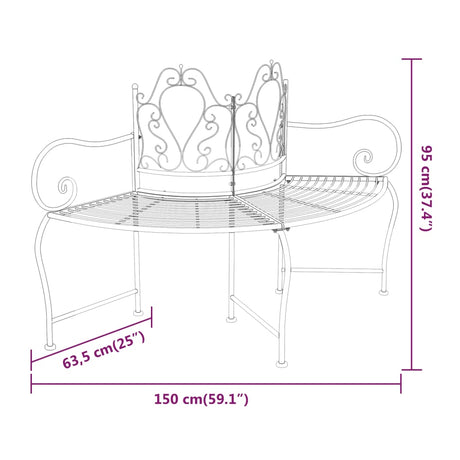 Tree Bench 150 Cm Black Steel
