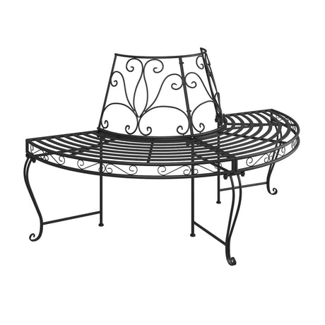 Half Round Tree Bench Ø160 Cm Black Steel