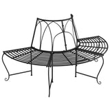 Half Round Tree Bench Ø159 Cm Black Steel