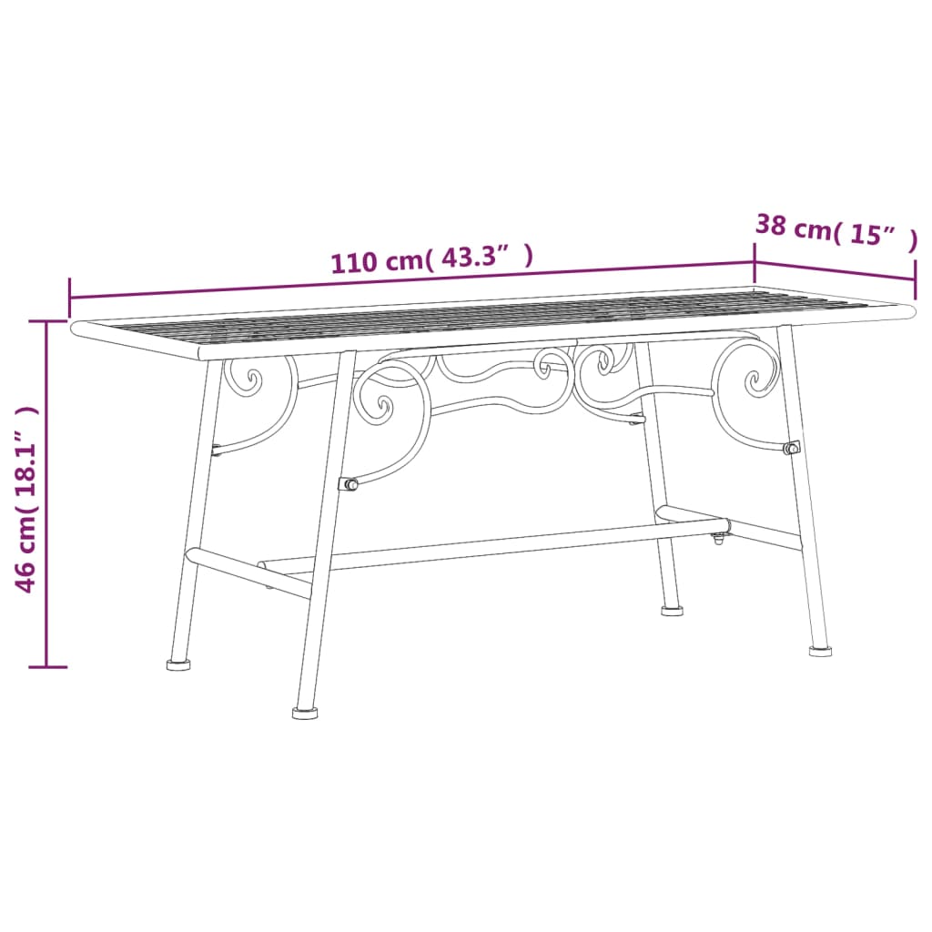 Tree Bench 110 Cm Black Steel