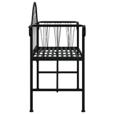 2-Seater Garden Bench 128 Cm Black Steel