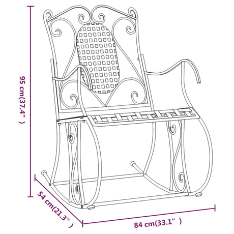 Rocking Bench 84 Cm Black Steel