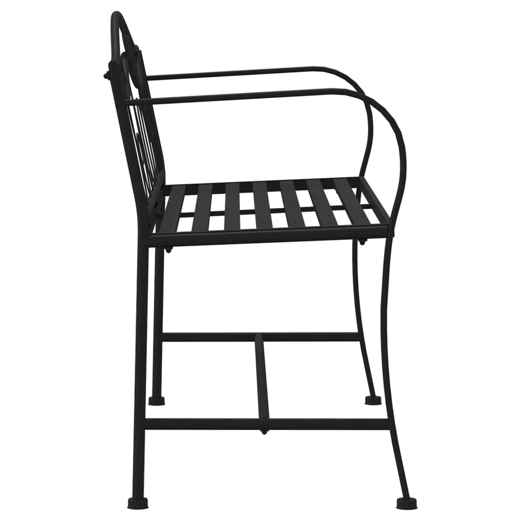 2-Seater Garden Bench 104 Cm Black Steel