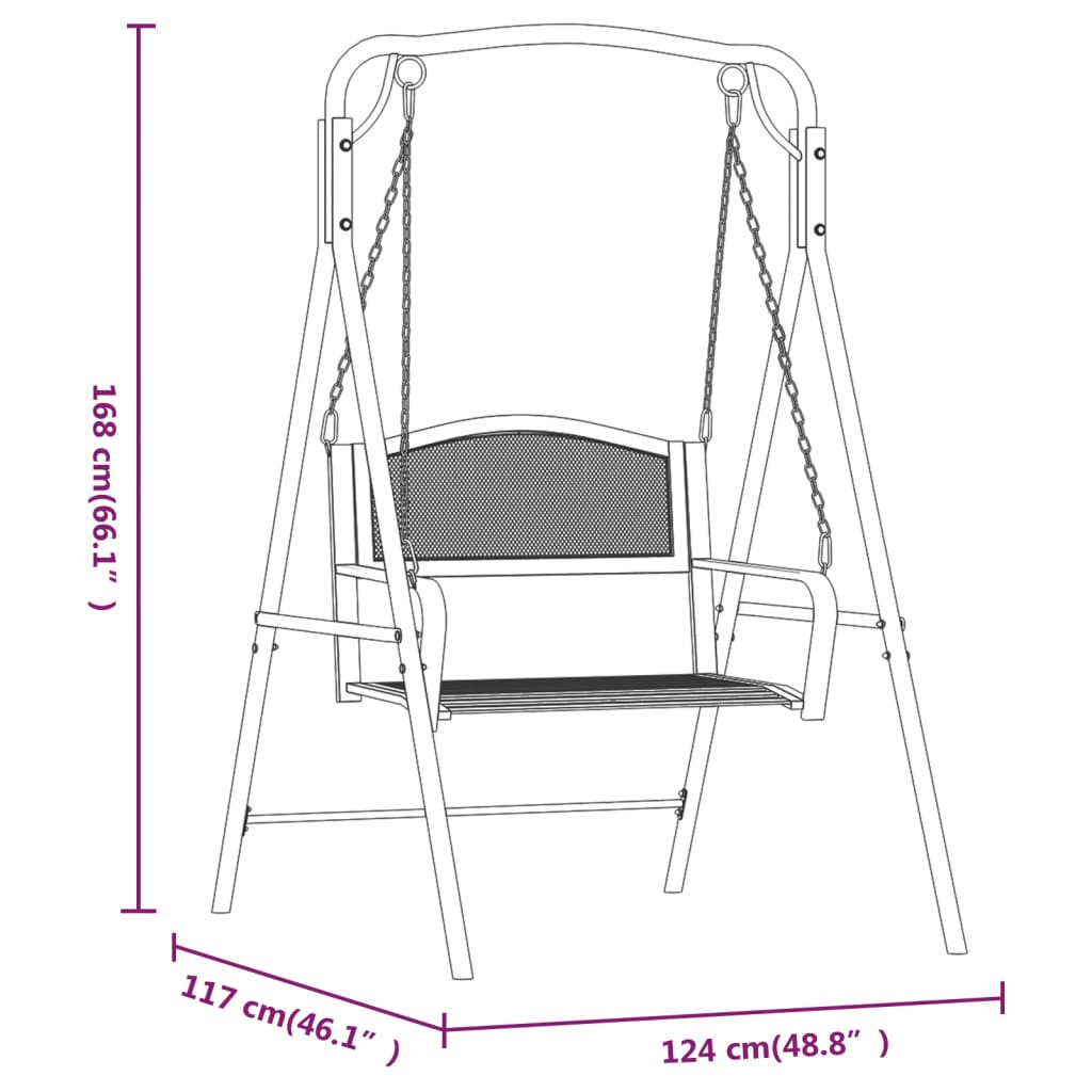 Swing Bench 124 Cm Black Steel