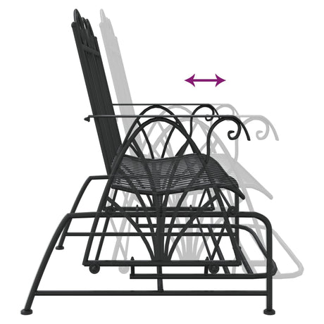 2-Seater Glider Bench 114 Cm Black Steel