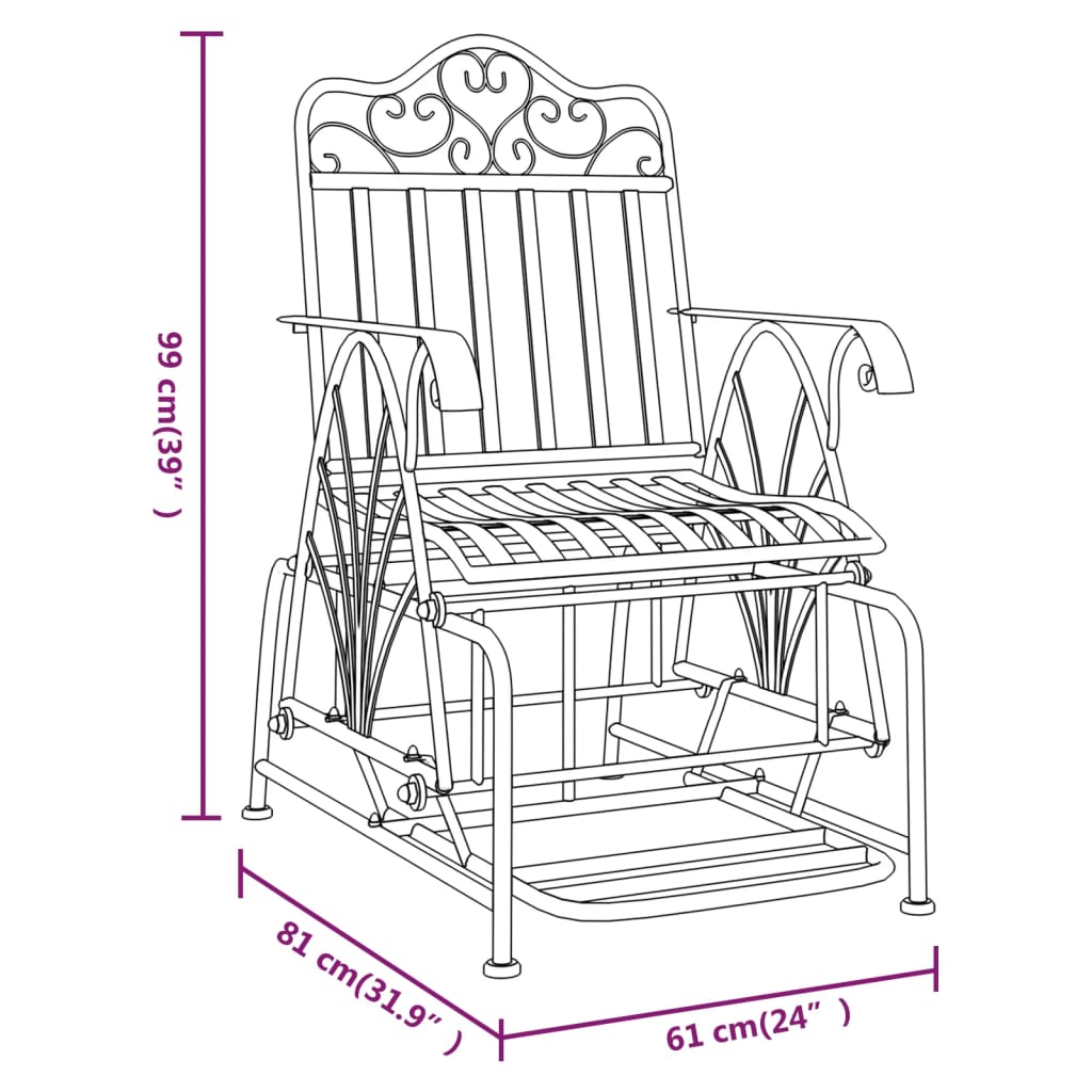 Glider Bench 61 Cm Black Steel