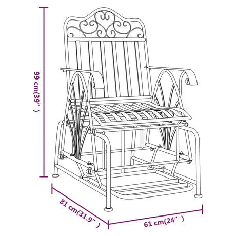 Glider Bench 61 Cm Black Steel