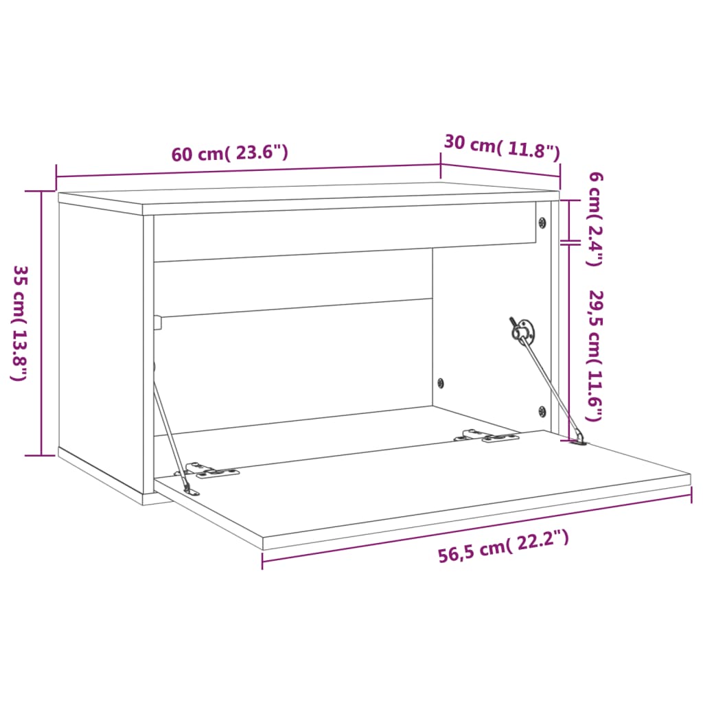 Wall Cabinet 60X30X35 Cm Solid Pinewood