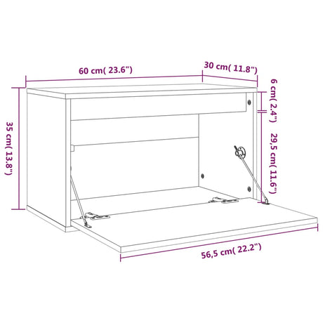 Wall Cabinet 60X30X35 Cm Solid Pinewood