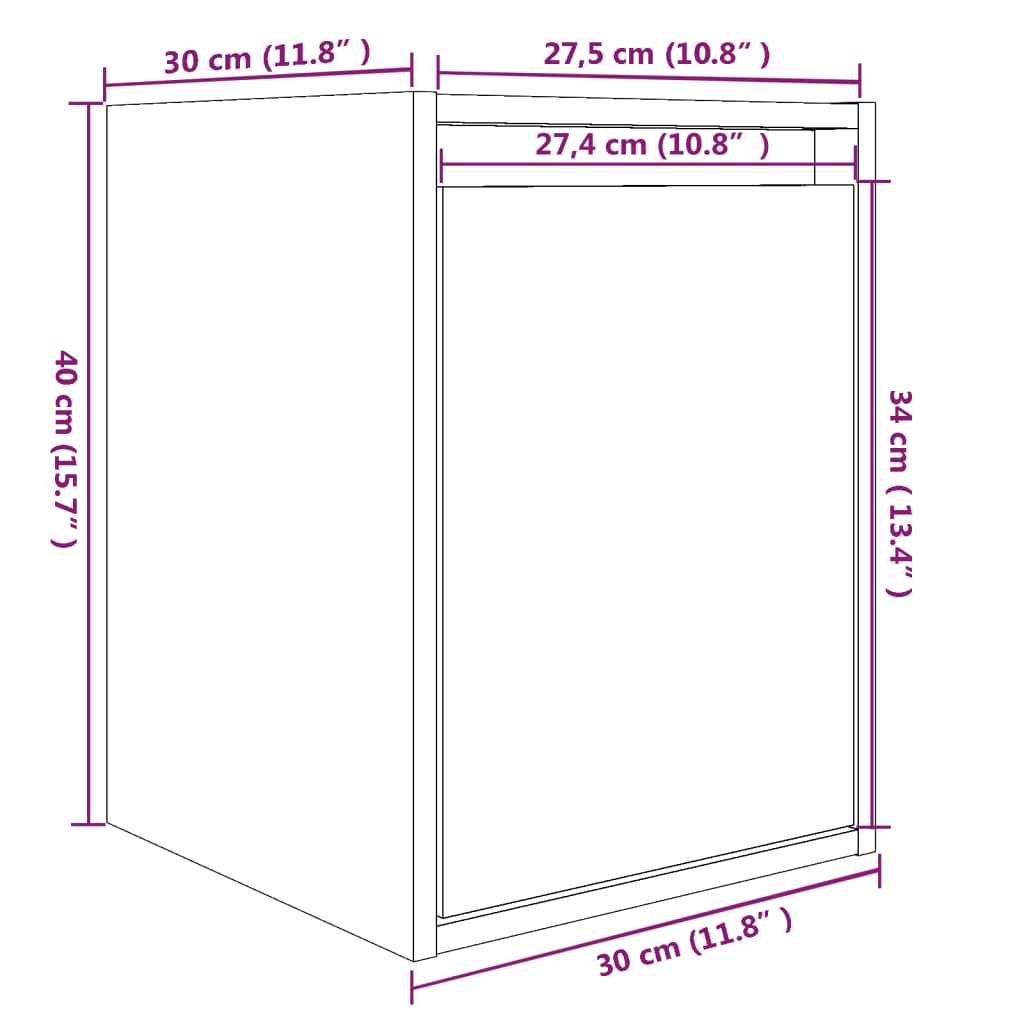 Wall Cabinet 30X30X40 Cm Solid Wood Pine
