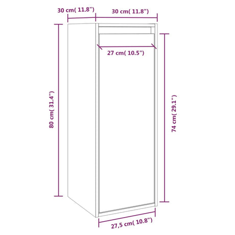 Wall Cabinet 30X30X80 Cm Solid Wood Pine