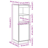 Highboard 37X34X110 Cm Solid Wood Pine
