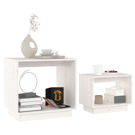 Nesting Coffee Tables 2 Pcs Solid Wood Pine