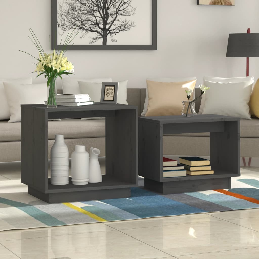 Nesting Coffee Tables 2 Pcs Solid Wood Pine