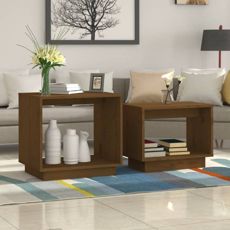 Nesting Coffee Tables 2 Pcs Solid Wood Pine