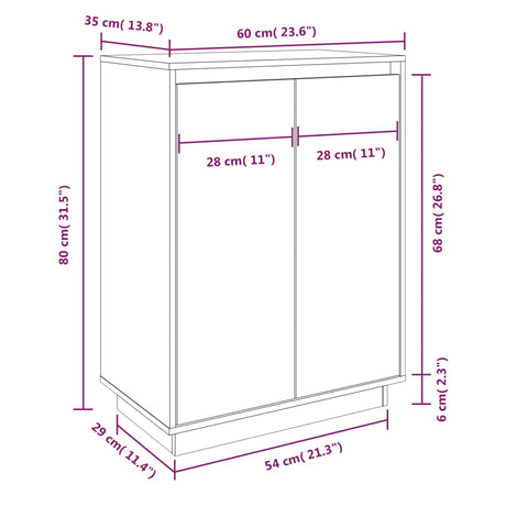 Shoe Cabinet 60X35X80 Cm Solid Wood Pine