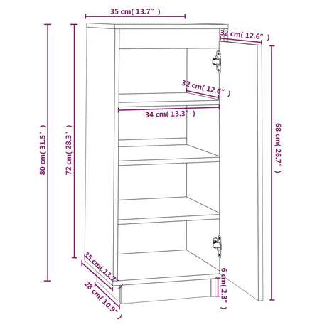 Shoe Cabinet 35X35X80 Cm Solid Wood Pine