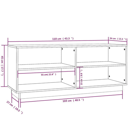 Shoe Cabinet 110X34X45 Cm Solid Wood Pine