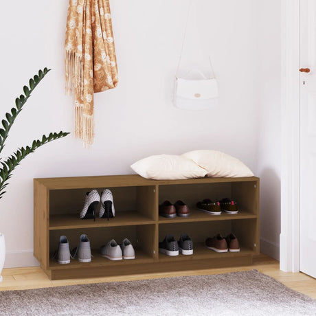 Shoe Cabinet 110X34X45 Cm Solid Wood Pine