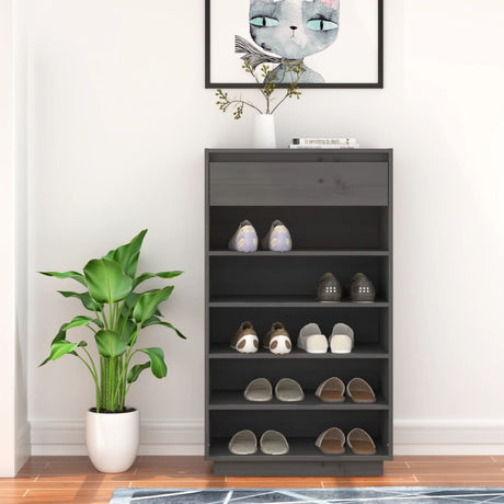 Shoe Cabinet 60X34X105 Cm Solid Wood Pine