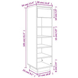 Shoe Cabinet 30X34X105 Cm Solid Wood Pine