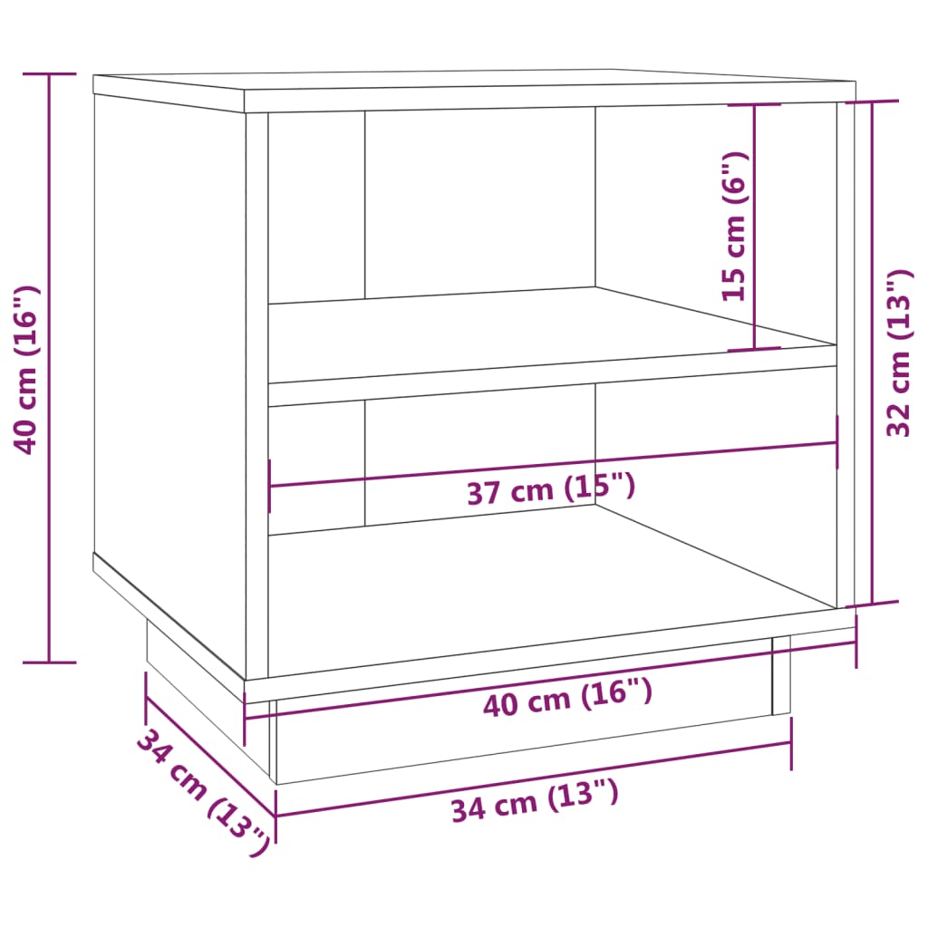 Bedside Cabinet 40X34X40 Cm Solid Wood Pine