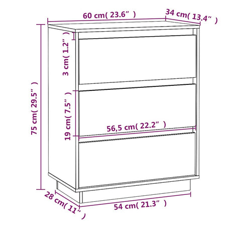 Sideboard 60X34X75 Cm Solid Wood Pine
