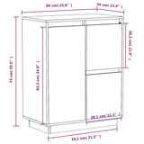Sideboard 60X34X75 Cm Solid Wood Pine